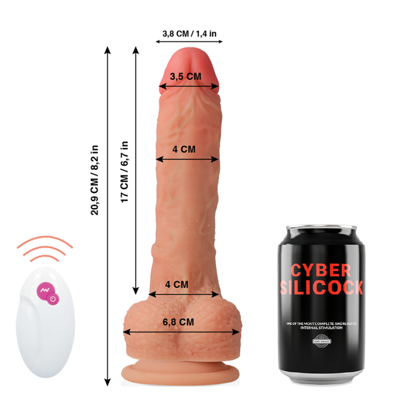 CYBER SILICOCK - REALISTISCHE MASTER HUCK AFSTANDSBEDIENING 20,9 CM -O- 4 CM