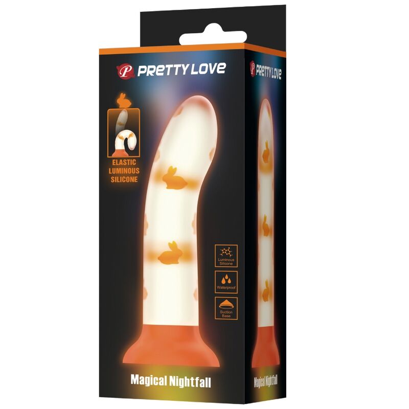PRETTY LOVE - MAGISCHE NACHTVAL NIET-TRILENDE LICHTGEVENDE ORANJE DILDO