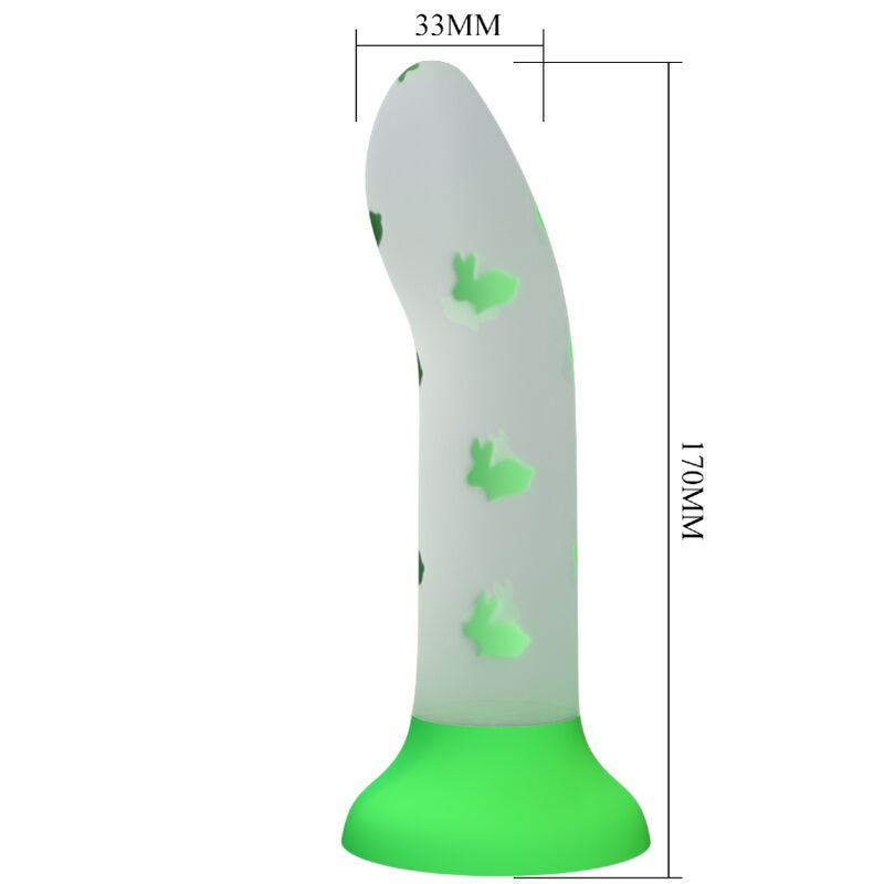 PRETTY LOVE - MAGISCHE NACHTVAL GROENE LICHTGEVENDE DILDO ZONDER VIBRATIE