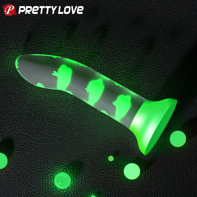 PRETTY LOVE - MAGISCHE NACHTVAL GROENE LICHTGEVENDE DILDO ZONDER VIBRATIE