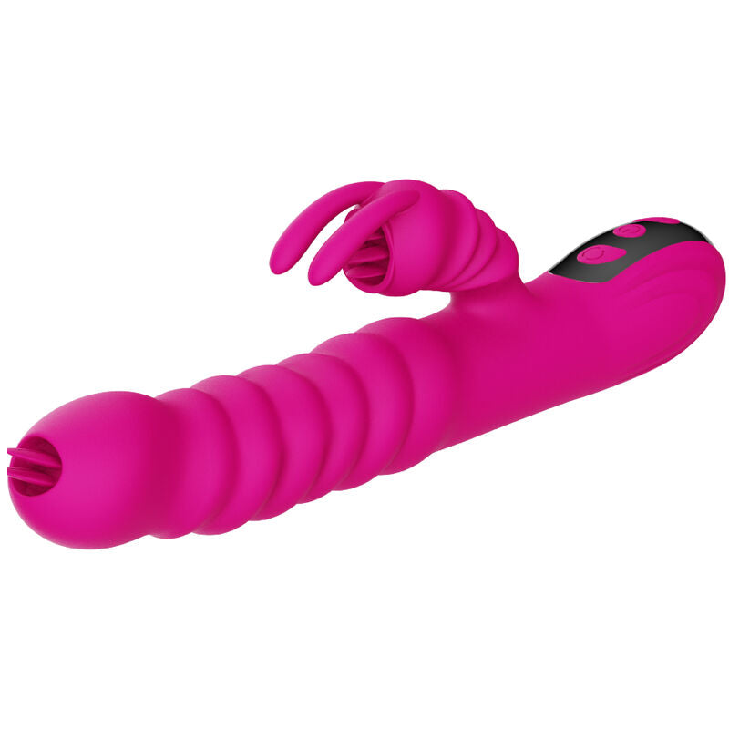 ARMONY - MULTIFUNCTIONELE KONIJNENVIBRATOR MET DUBBELE TONG EN WARMTE-EFFECT, FUCHSIA