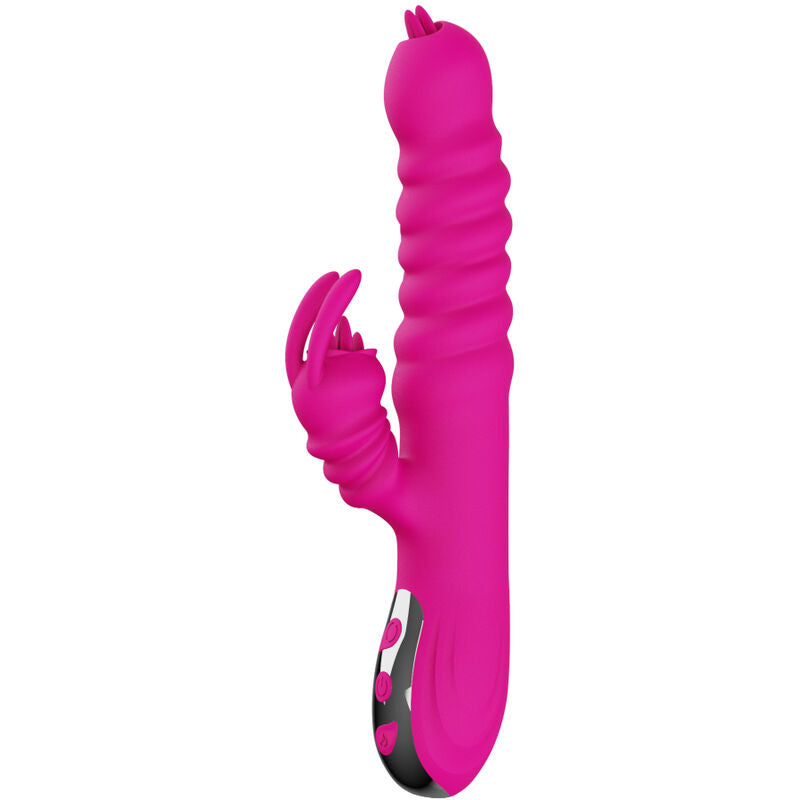 ARMONY - MULTIFUNCTIONELE KONIJNENVIBRATOR MET DUBBELE TONG EN WARMTE-EFFECT, FUCHSIA