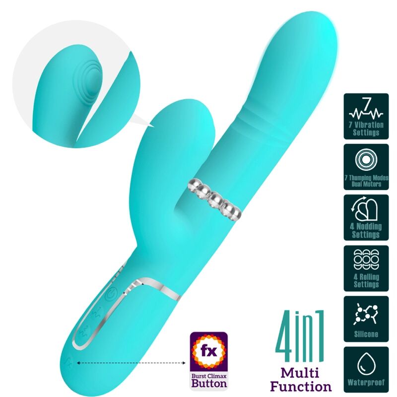 PRETTY LOVE - MULTIFUNCTIONELE G-SPOT VIBRATOR, AQUA GREEN