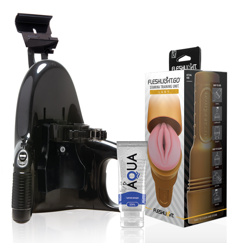 FLESHLIGHT - STAMINA GO TRAINING UNIT LADY + UNIVERSAL LAUNCH + AQUA QUALITY GLIJMIDDEL 50 ML
