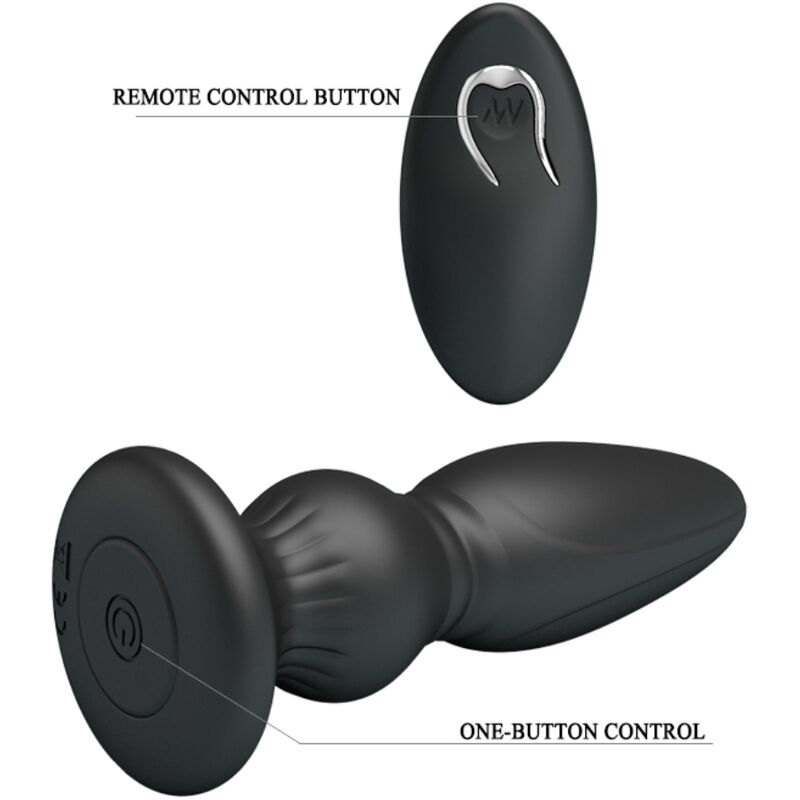 MR PLAY - KRACHTIGE VIBRATOR MET AFSTANDSBEDIENING, ANALE PLUG, ZWART