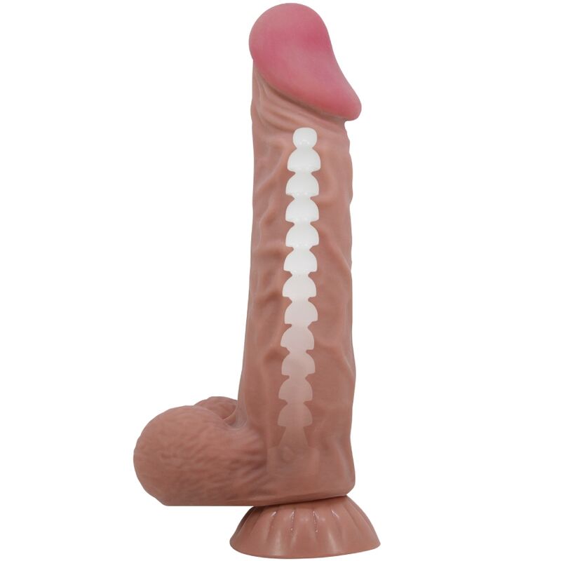 PRETTY LOVE - SLIDING SKIN SERIE REALISTISCHE DILDO MET ZUIGNAP SLIDING SKIN BRUIN 24 CM
