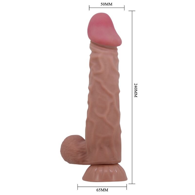 PRETTY LOVE - SLIDING SKIN SERIE REALISTISCHE DILDO MET ZUIGNAP SLIDING SKIN BRUIN 24 CM