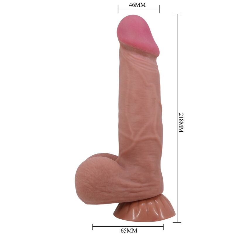 PRETTY LOVE - SLIDING SKIN SERIE REALISTISCHE DILDO MET ZUIGNAP SLIDING SKIN BRUIN 21,8 CM