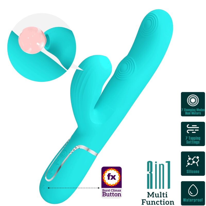 PRETTY LOVE - PERLITA 3-IN-1 MULTIFUNCTIONELE G-SPOT VIBRATOR, AQUA GREEN