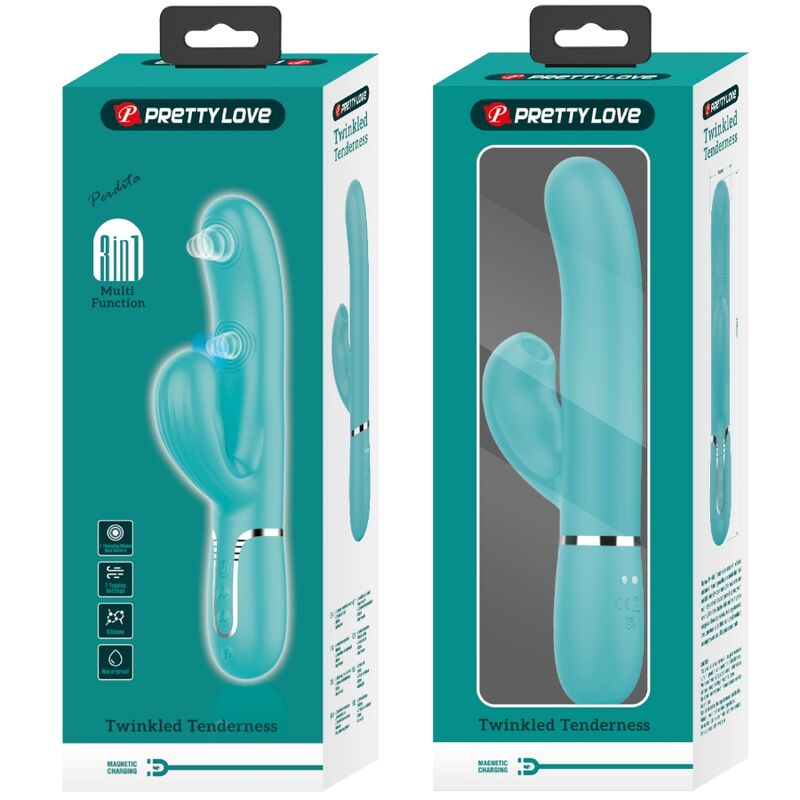 PRETTY LOVE - PERLITA 3-IN-1 MULTIFUNCTIONELE G-SPOT VIBRATOR, AQUA GREEN