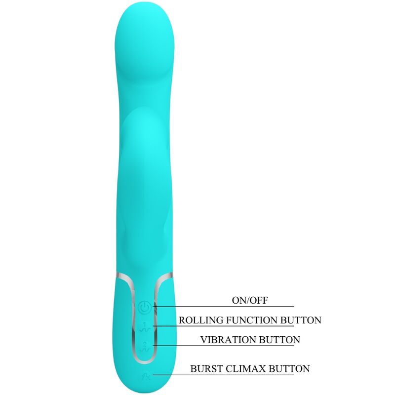 PRETTY LOVE - KONIJNENVIBRATOR MET AQUATISCHE GROENE PARELS