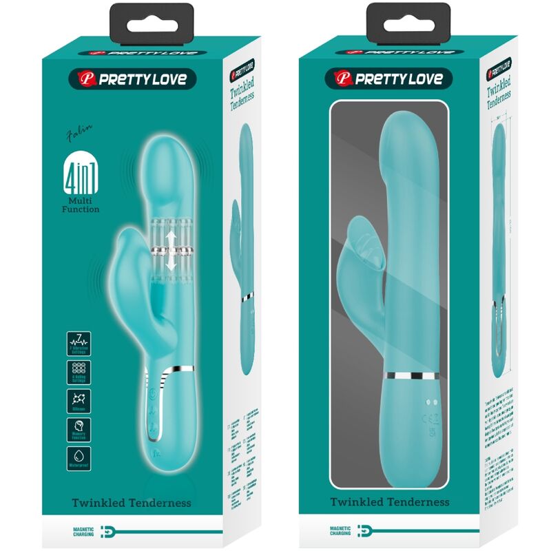 PRETTY LOVE - KONIJNENVIBRATOR MET AQUATISCHE GROENE PARELS