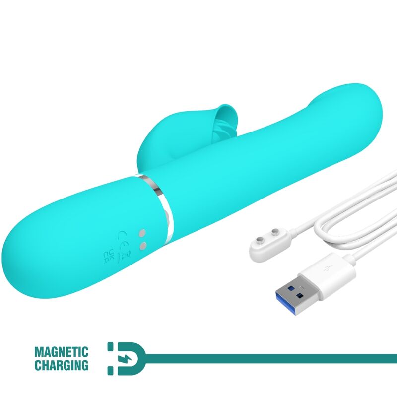 PRETTY LOVE - KONIJNENVIBRATOR MET AQUATISCHE GROENE PARELS