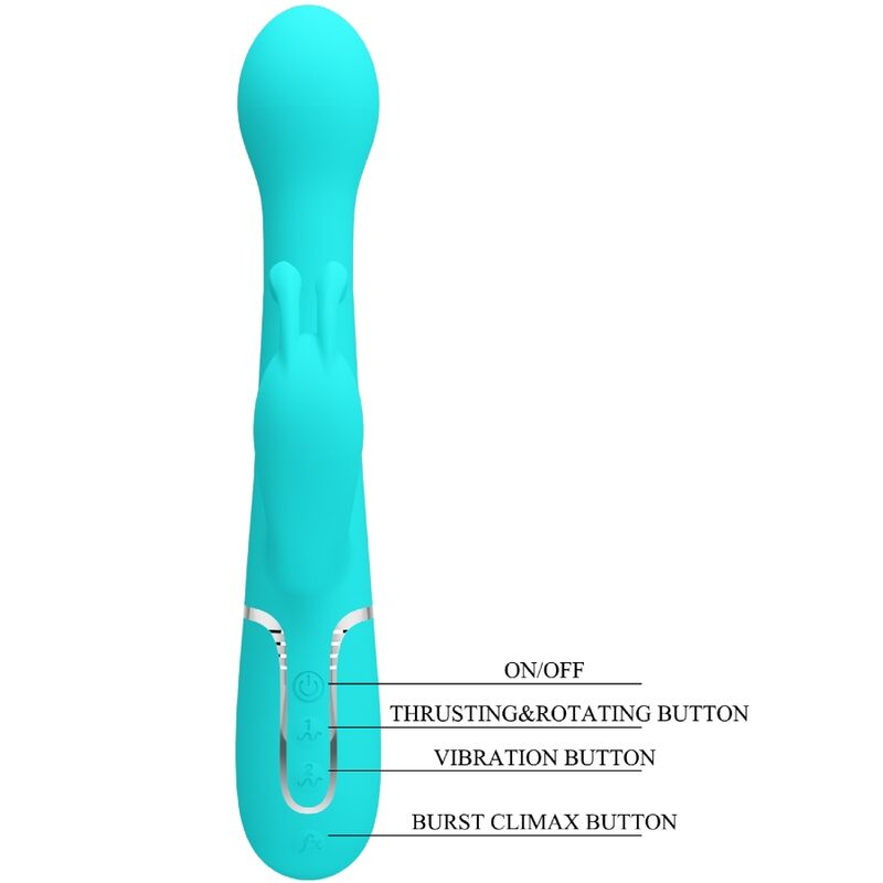PRETTY LOVE - DEJON RABBIT 3 IN 1 MULTIFUNCTIONELE VIBRATOR AQUA GREEN