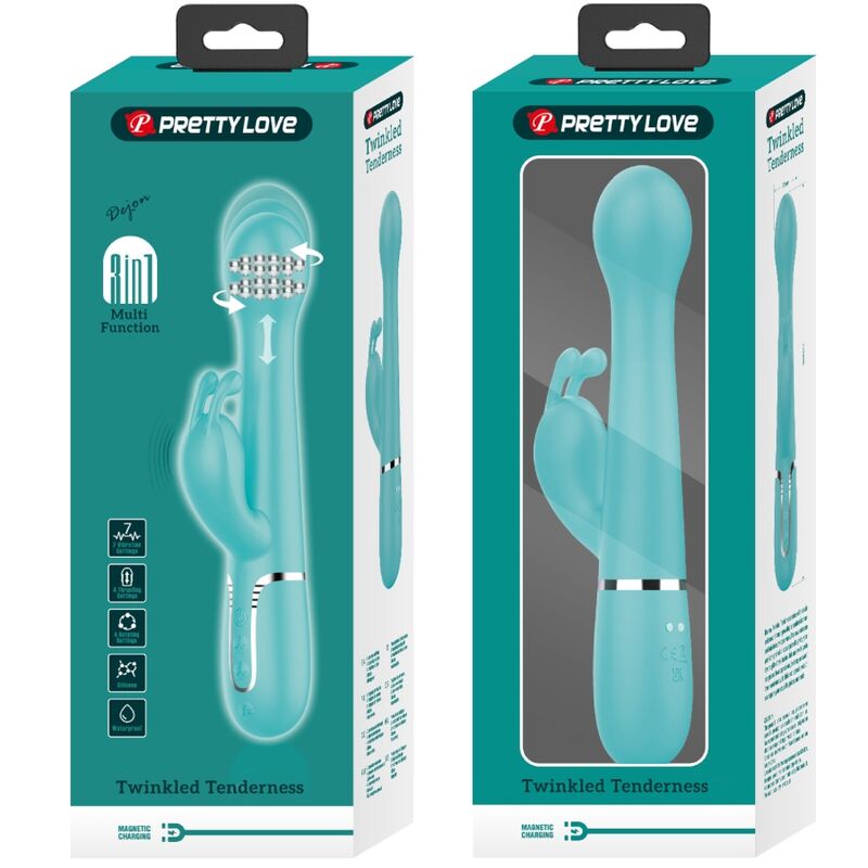 PRETTY LOVE - DEJON RABBIT 3 IN 1 MULTIFUNCTIONELE VIBRATOR AQUA GREEN