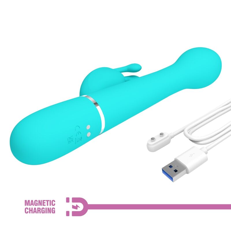 PRETTY LOVE - DEJON RABBIT 3 IN 1 MULTIFUNCTIONELE VIBRATOR AQUA GREEN