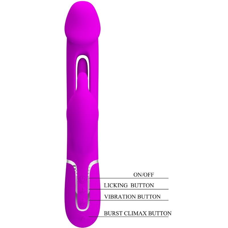 PRETTY LOVE - KAMPAS 3-IN-1 MULTIFUNCTIONELE KONIJNENVIBRATOR MET FUCHSIA TONG