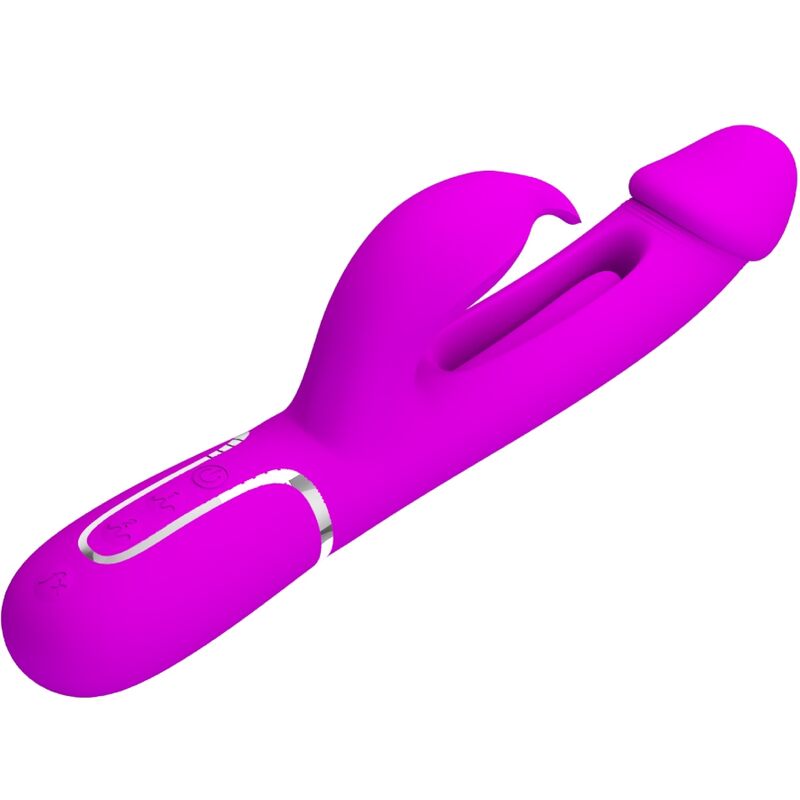 PRETTY LOVE - KAMPAS 3-IN-1 MULTIFUNCTIONELE KONIJNENVIBRATOR MET FUCHSIA TONG