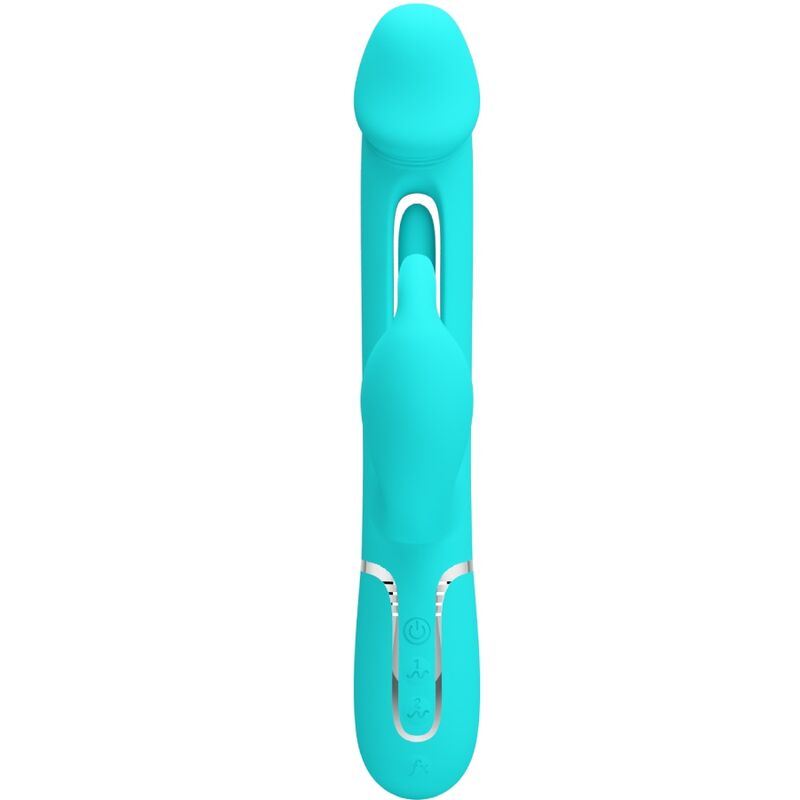 PRETTY LOVE - KAMPAS 3-IN-1 MULTIFUNCTIONELE KONIJNENVIBRATOR MET AQUAGROENE TONG