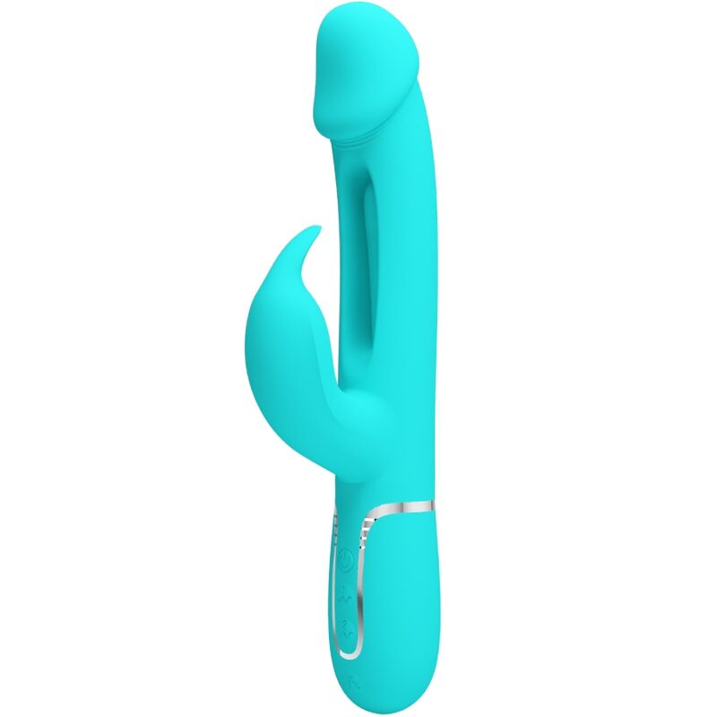 PRETTY LOVE - KAMPAS 3-IN-1 MULTIFUNCTIONELE KONIJNENVIBRATOR MET AQUAGROENE TONG