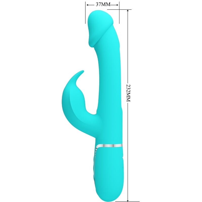 PRETTY LOVE - KAMPAS 3-IN-1 MULTIFUNCTIONELE KONIJNENVIBRATOR MET AQUAGROENE TONG