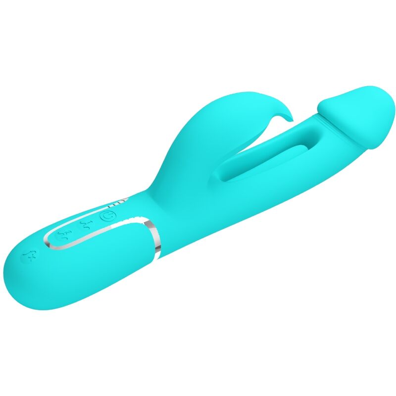PRETTY LOVE - KAMPAS 3-IN-1 MULTIFUNCTIONELE KONIJNENVIBRATOR MET AQUAGROENE TONG