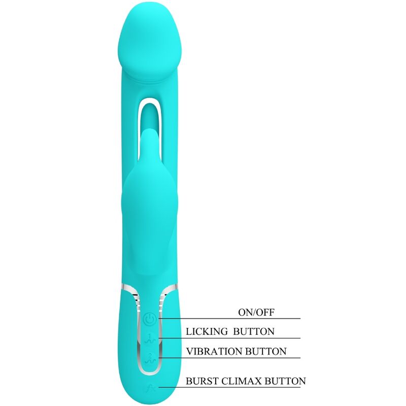 PRETTY LOVE - KAMPAS 3-IN-1 MULTIFUNCTIONELE KONIJNENVIBRATOR MET AQUAGROENE TONG