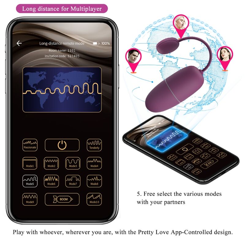 PRETTY LOVE - NIMF APP-GECONTROLEERD VIBREREND EI PAARS