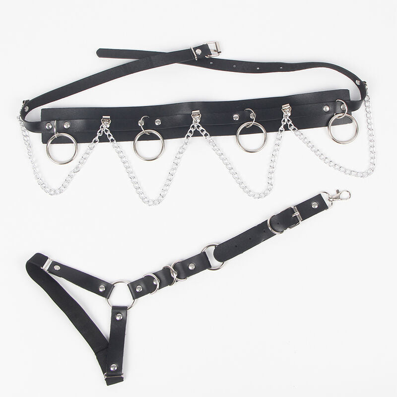 SUBLIEM - HARNAS RIEM EN KOUSENBAND MET RING- EN KETTINGDETAILS - ÉÉN MAAT