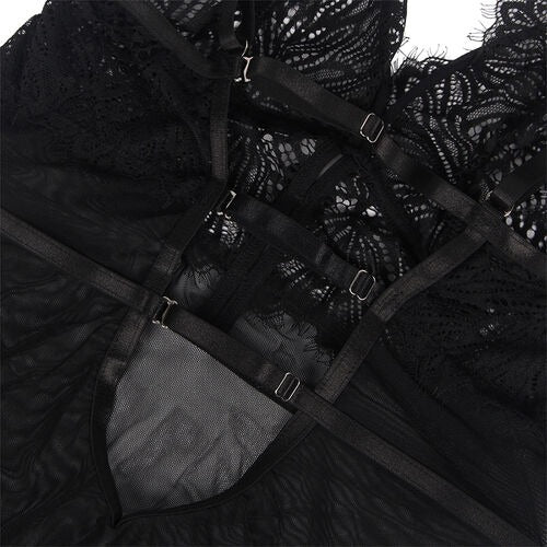 SUBLIEM - BABYDOLL MET VERSTELBARE ZWARTE KANTEN BANDJES S/M