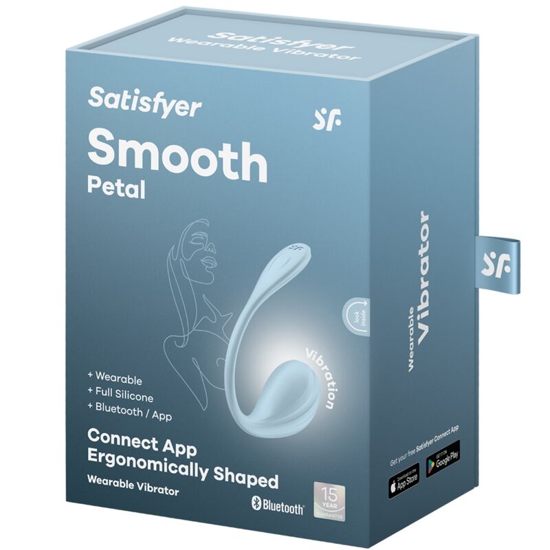 SATISFYER - GLADDE G-SPOT STIMULATOR MET BLOEMPOTJES, LICHTBLAUW, GRATIS APP