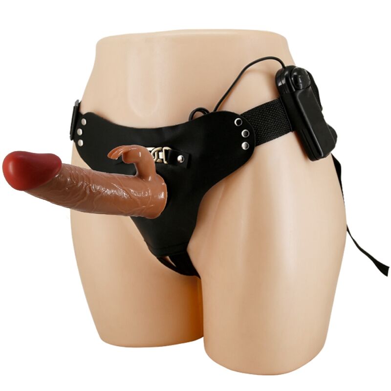 PRETTY LOVE - MARION HARNESS SLIPS UNIVERSAL MET VIBRERENDE DILDO 19 CM MULATTO