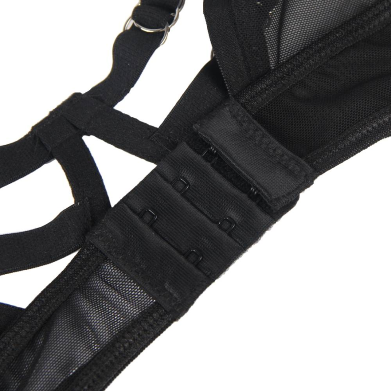SUBLIEM - TWEE-DELIGE SET: DOORZICHTIGE BH EN BANDJES, S/M