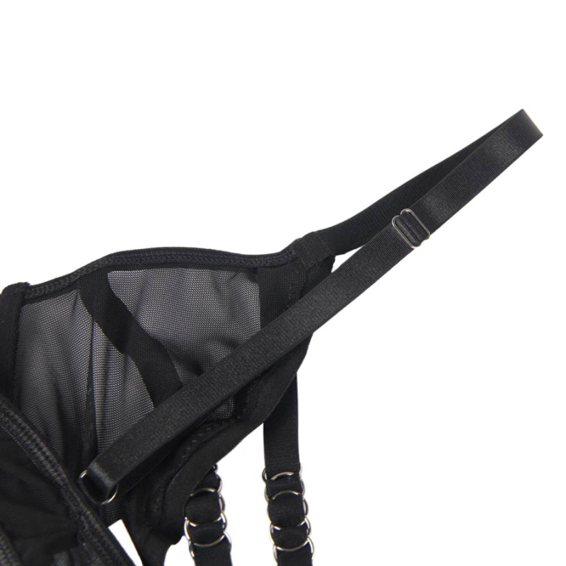 SUBLIEM - TWEE-DELIGE SET: DOORZICHTIGE BH EN BANDJES, S/M