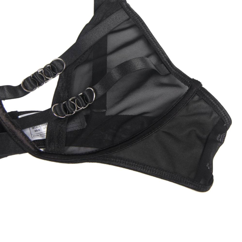 SUBLIEM - TWEE-DELIGE SET: DOORZICHTIGE BH EN BANDJES, S/M