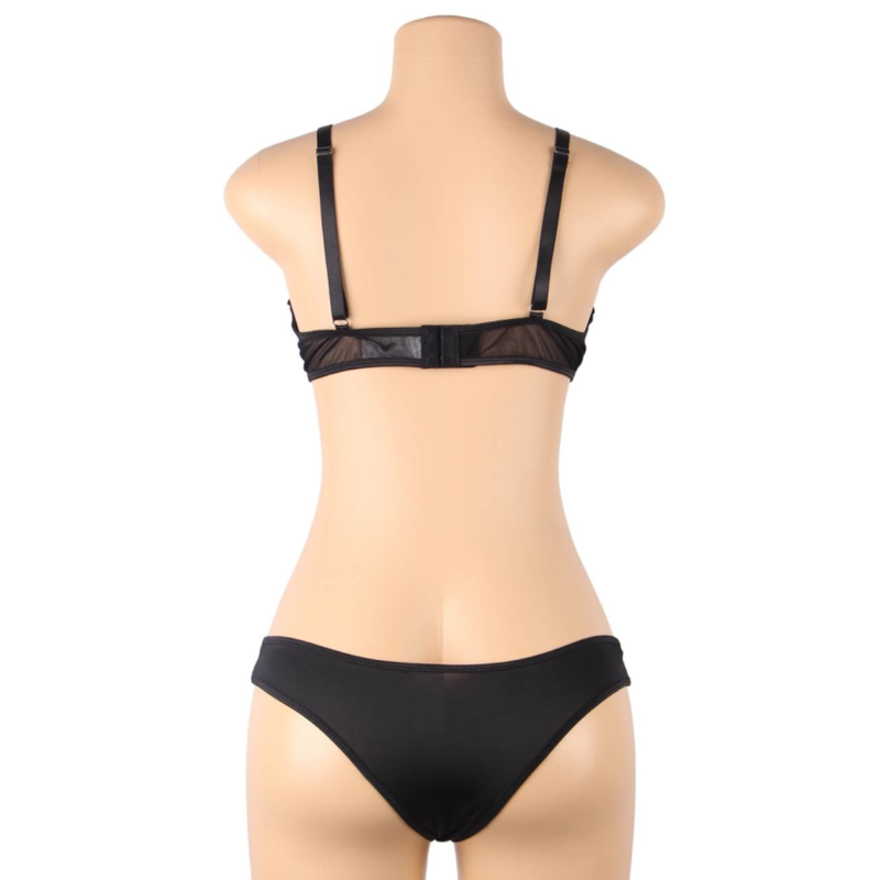 SUBLIEM - TWEE-DELIGE SET: DOORZICHTIGE BH EN BANDJES, S/M