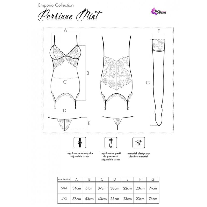 LIVCO CORSETTI FASHION - PERSINNE MIT EMPORIO SET KORSET + PANTY + KOUSEN S/M