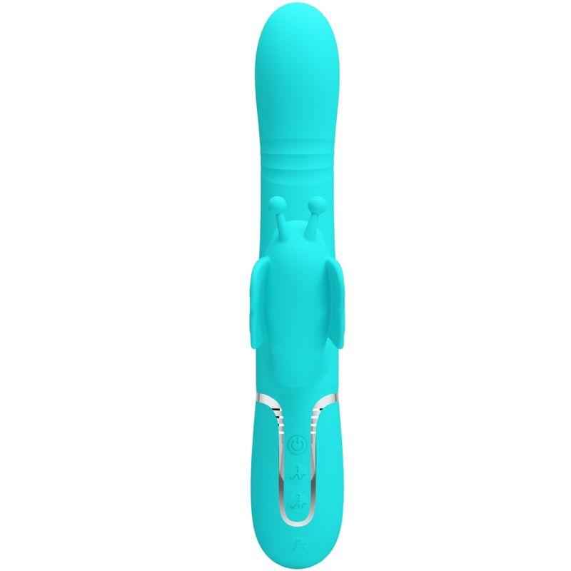 PRETTY LOVE - 4-IN-1 MULTIFUNCTIONELE KONIJNENVIBRATOR, AQUA GREEN BUTTERFLY