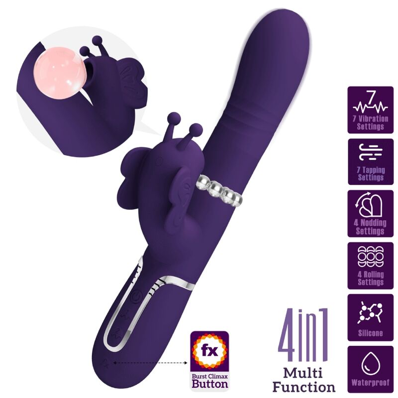 PRETTY LOVE - 4-IN-1 MULTIFUNCTIONELE KONIJN VIBRATOR, VLINDER, PAARS