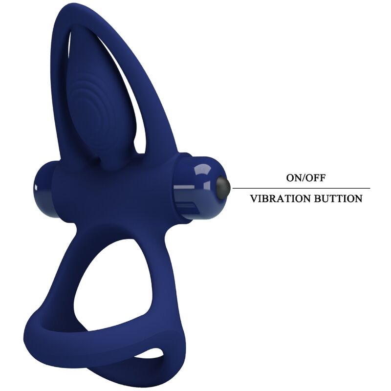 PRETTY LOVE - DUBBELE RING VIBRERENDE MAT &amp; BLAUWE STIMULATOR