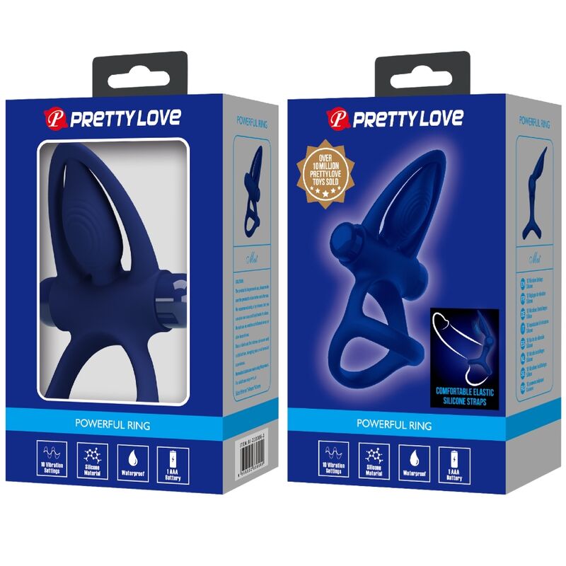 PRETTY LOVE - DUBBELE RING VIBRERENDE MAT &amp; BLAUWE STIMULATOR