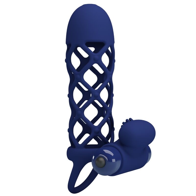 PRETTY LOVE - GIANN VIBRERENDE RING MET BLAUWE SILICONEN HOES
