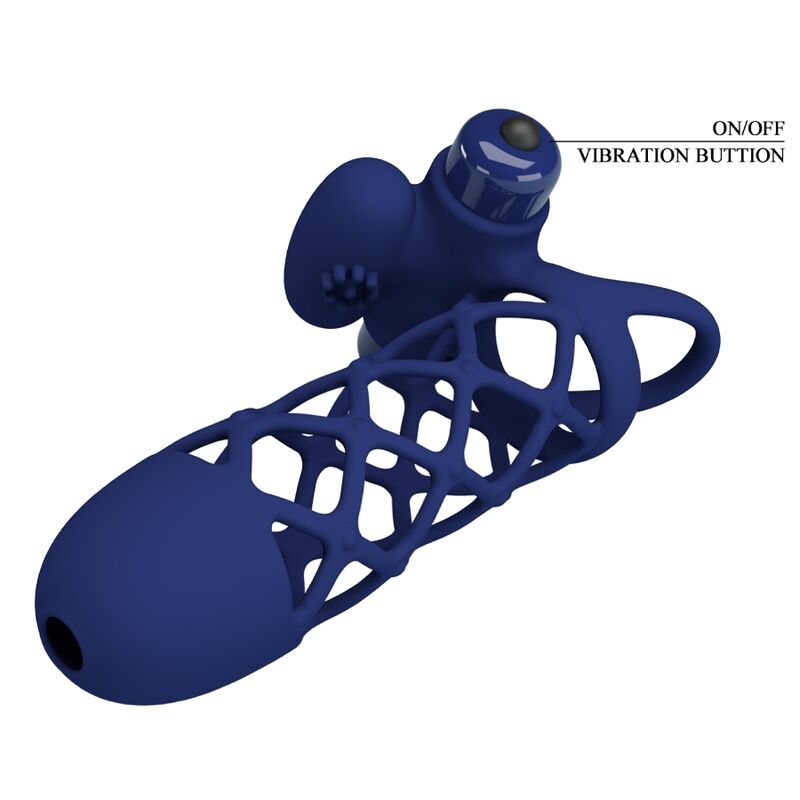 PRETTY LOVE - GIANN VIBRERENDE RING MET BLAUWE SILICONEN HOES