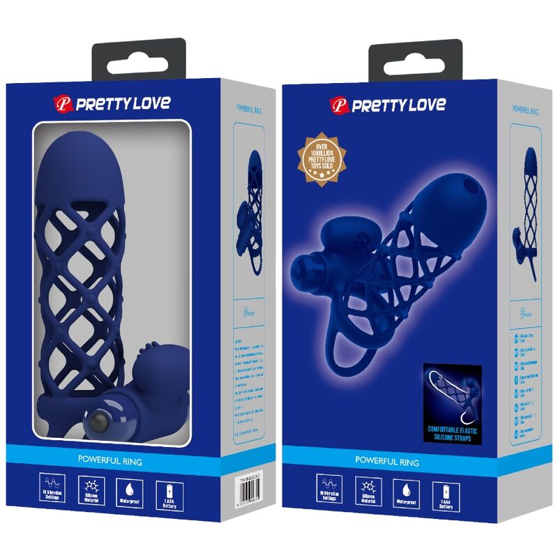 PRETTY LOVE - GIANN VIBRERENDE RING MET BLAUWE SILICONEN HOES