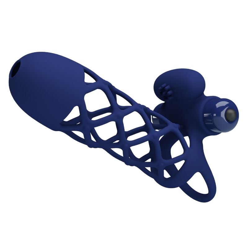 PRETTY LOVE - GIANN VIBRERENDE RING MET BLAUWE SILICONEN HOES