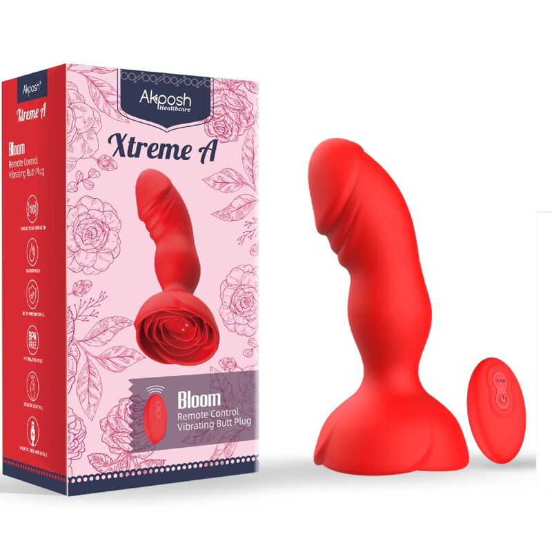 ARMONY - EXTREME A BLOOM ROZE VIBRATOR &amp; AFSTANDSBEDIENING ANAAL PLUG ROOD