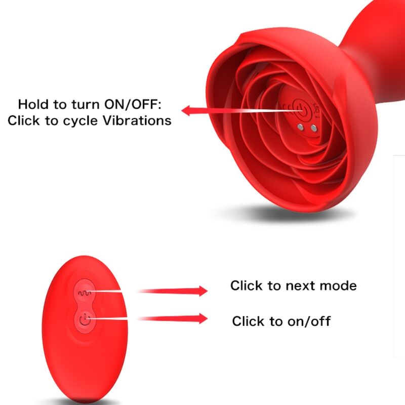 ARMONY - EXTREME A BLOOM ROZE VIBRATOR &amp; AFSTANDSBEDIENING ANAAL PLUG ROOD