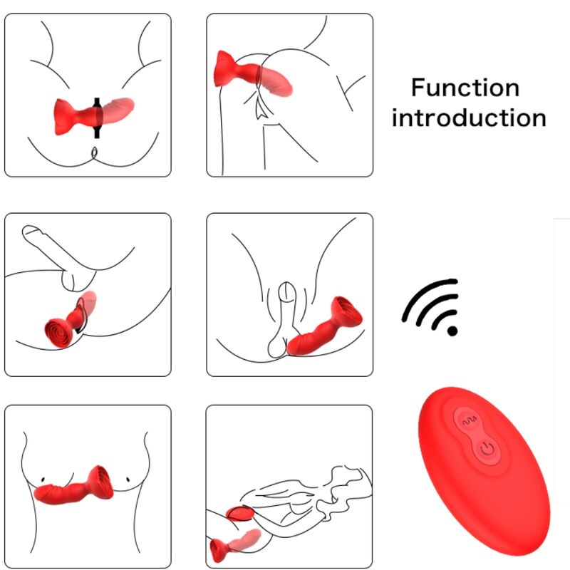 ARMONY - EXTREME A BLOOM ROZE VIBRATOR &amp; AFSTANDSBEDIENING ANAAL PLUG ROOD