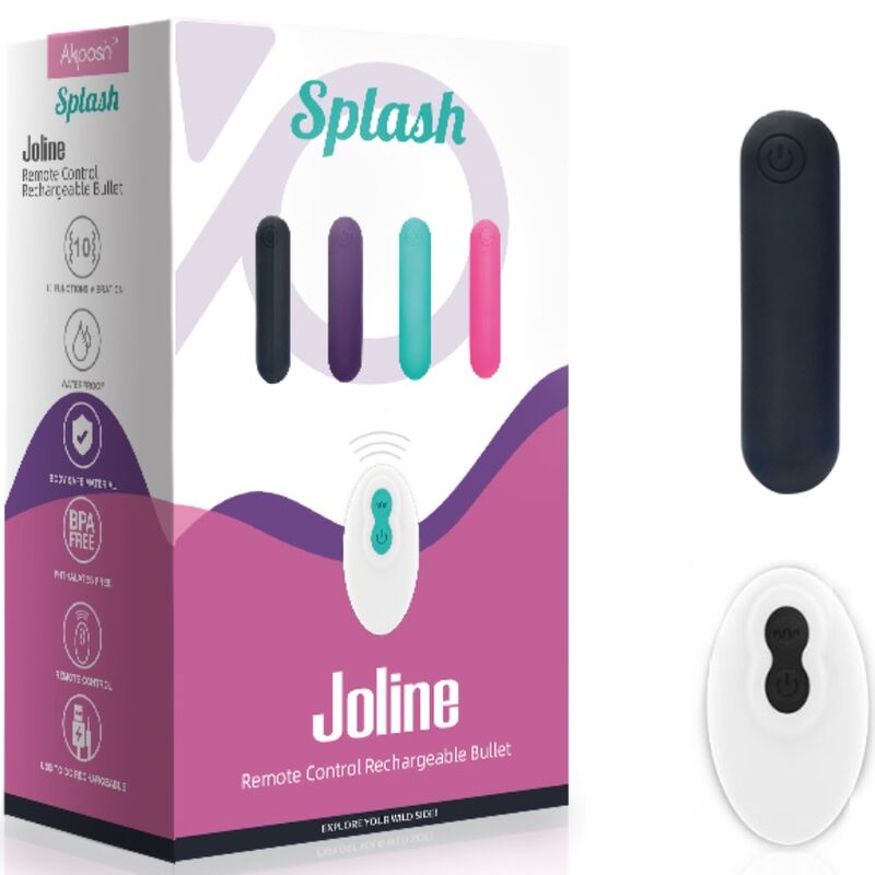 ARMONY - SPLASH JOLINE SILICONEN VIBRERENDE KOGEL MET AFSTANDSBEDIENING, 10 VIBRATIES, 65 X 15 CM, ZWART