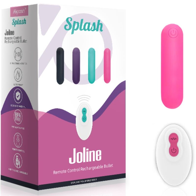 ARMONY - SPLASH JOLINE SILICONEN VIBRERENDE KOGEL MET AFSTANDSBEDIENING, 10 VIBRATIES, 65 X 15 CM, ROZE